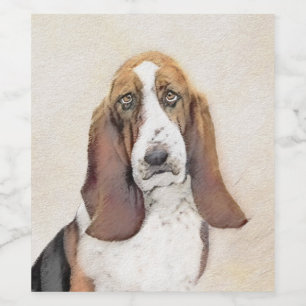 Étiquette Pour Bouteilles De Vin Basset Hound Peinture - Cute Original Chien Art