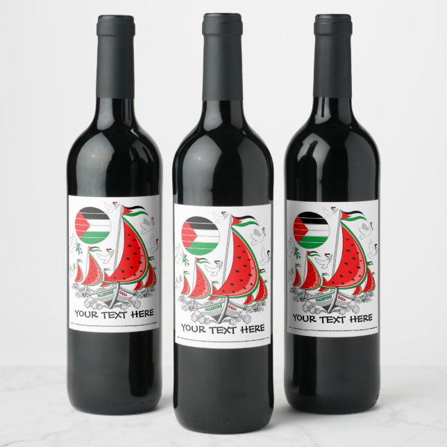 Étiquette Pour Bouteilles De Vin Bateaux de la Flottille de la Liberté Mondiale à G (Bouteilles)