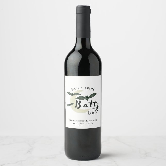 Étiquette Pour Bouteilles De Vin Batty for Baby Fall Moon Halloween Baby shower (Devant)