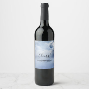 Étiquette Pour Bouteilles De Vin Beau ciel bleu avec cygnes volants