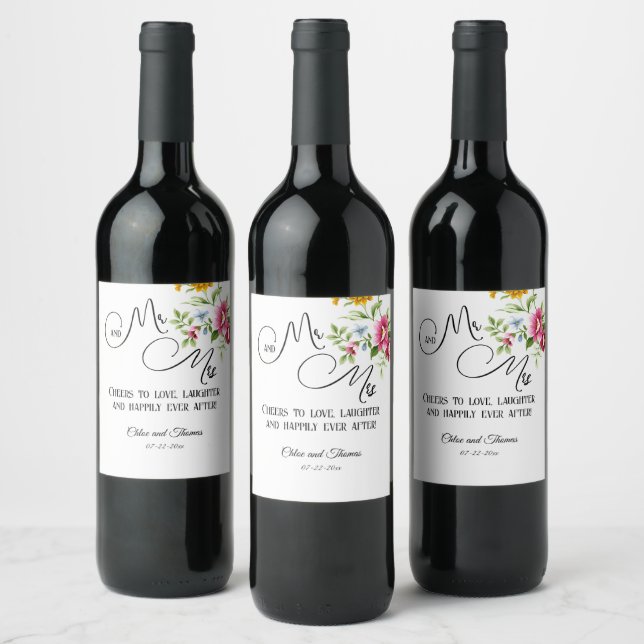 Étiquette Pour Bouteilles De Vin Beau Mariage de fleurs de printemps (Bouteilles)