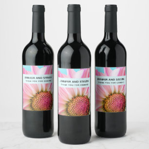 Étiquette Pour Bouteilles De Vin Beau Mariage photo Pink Flower Up
