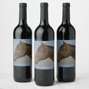 Étiquette Pour Bouteilles De Vin Beau Portrait Brown Horse