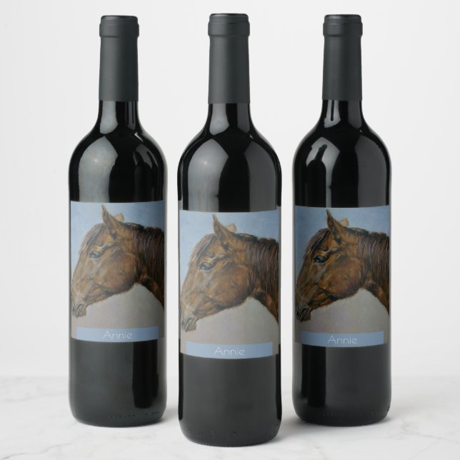 Étiquette Pour Bouteilles De Vin Beau Portrait Brown Horse (Bouteilles)