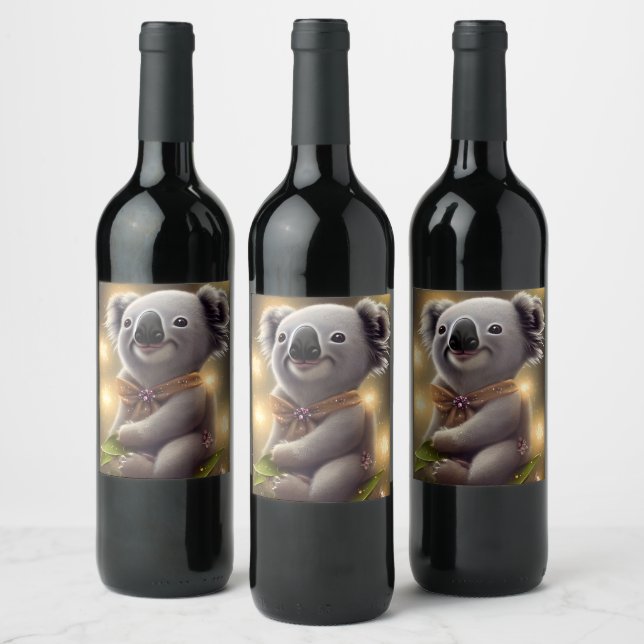 Étiquette Pour Bouteilles De Vin Bébé adorable souriant Ours Koala (Bouteilles)