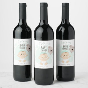 Étiquette Pour Bouteilles De Vin Bébé doux et ballon d'ours