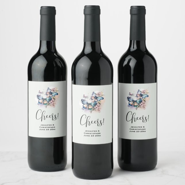 Étiquette Pour Bouteilles De Vin Belle papillons et Mariage de fleurs (Bouteilles)