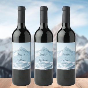 Étiquette Pour Bouteilles De Vin Belle photo de montagne Mariage d'hiver