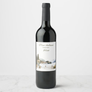 Étiquette Pour Bouteilles De Vin Belle vue du lac italien Côme