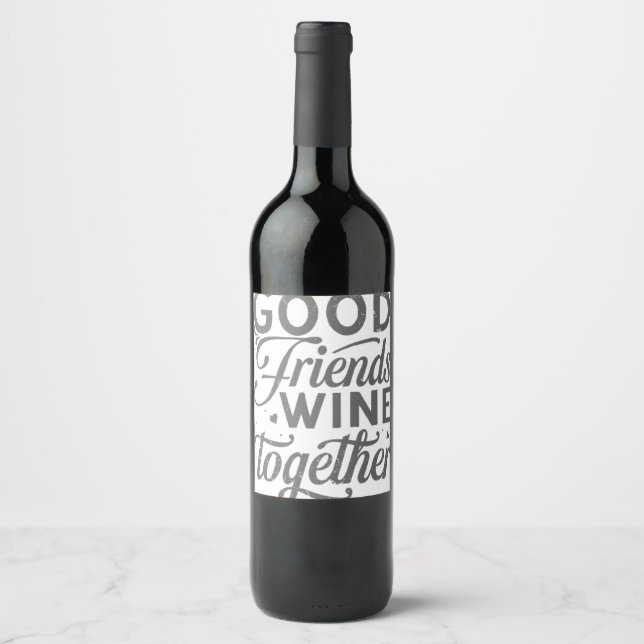 Étiquette Pour Bouteilles De Vin Besties BFF Heart Best Friends Bestie (Devant)