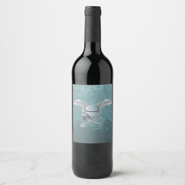 Étiquette Pour Bouteilles De Vin Béton bleu-gris (Devant)