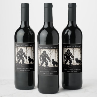 Étiquette Pour Bouteilles De Vin Bigfoot et Wolf