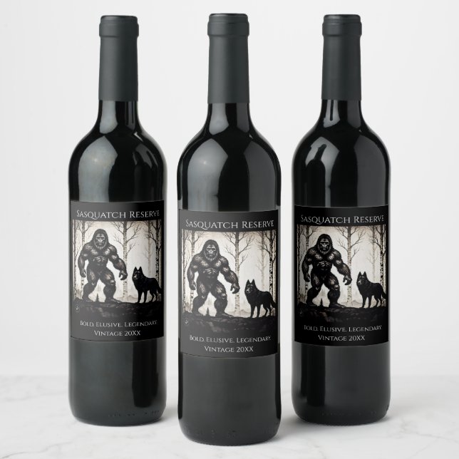Étiquette Pour Bouteilles De Vin Bigfoot et Wolf (Bouteilles)