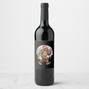 Étiquette Pour Bouteilles De Vin Bigfoot Père Noël Christmas Tree Lights Xmas Sasqu