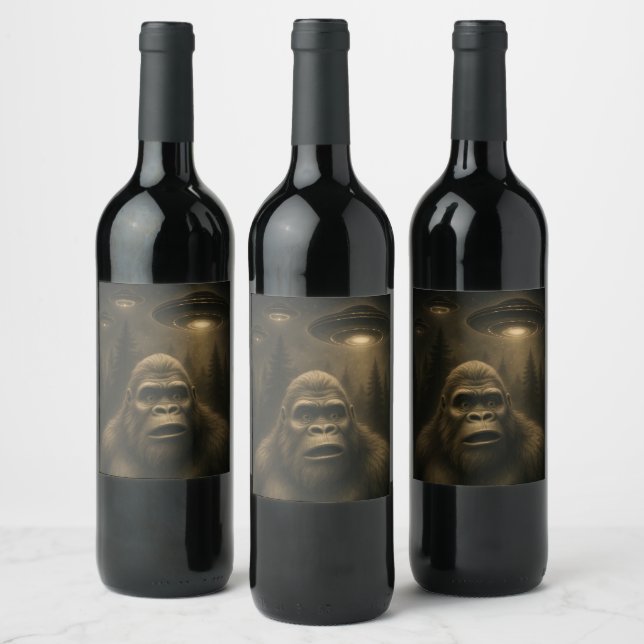 Étiquette Pour Bouteilles De Vin Bigfoot Sasquatch Alien UFO Funny (Bouteilles)