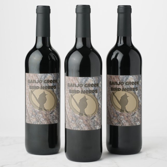 Étiquette Pour Bouteilles De Vin Bird Nerd Bird Club Group Silhouette Birder (Bouteilles)
