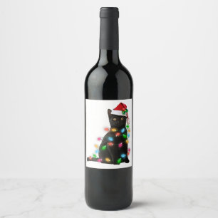 Étiquette Pour Bouteilles De Vin Black Cat noël chemise légère drôle amoureux des c