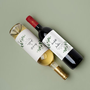 Étiquette Pour Bouteilles De Vin Black elegant modern eucalyptus wedding