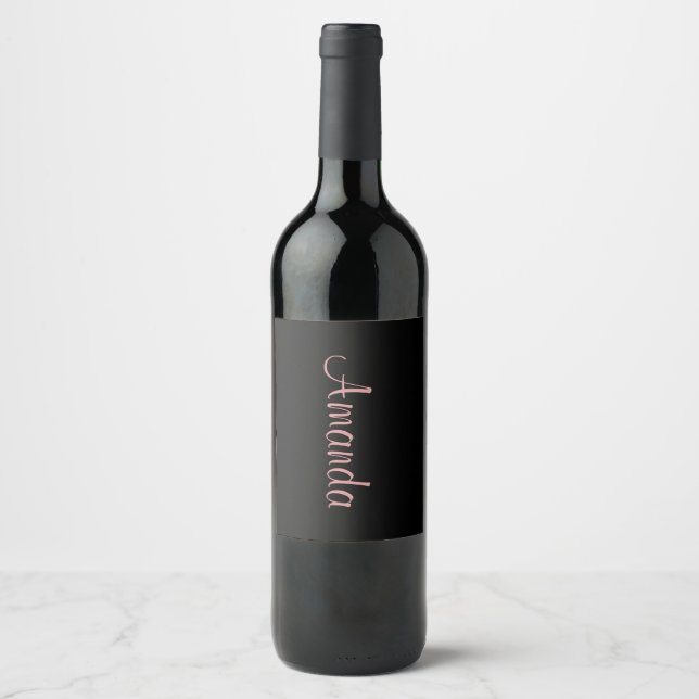 Étiquette Pour Bouteilles De Vin Black et Rose Gold personnalisé (Devant)