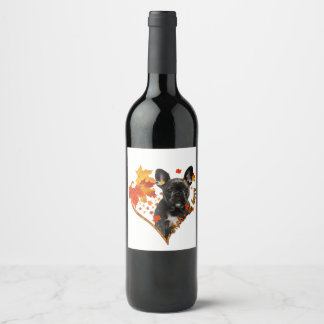 Étiquette Pour Bouteilles De Vin black french bulldog me rend heureux automne coeur