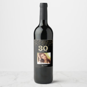 Étiquette Pour Bouteilles De Vin Black Gold 30 et fabuleuse photo d'anniversaire