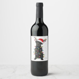 Étiquette Pour Bouteilles De Vin Black Lab Labrador Christmas Tree Light Pyjama Chi