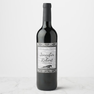 Étiquette Pour Bouteilles De Vin Black Raven Gothique Frame Mariage Étiquette de vi