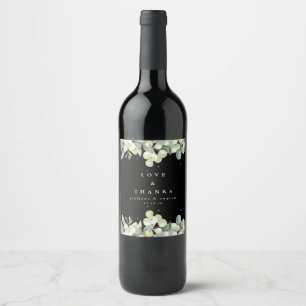 Étiquette Pour Bouteilles De Vin Black Snowberry+Eucalyptus Mariage d'hiver