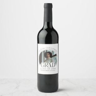 Étiquette Pour Bouteilles De Vin Black White Photo Grad Graduation Party