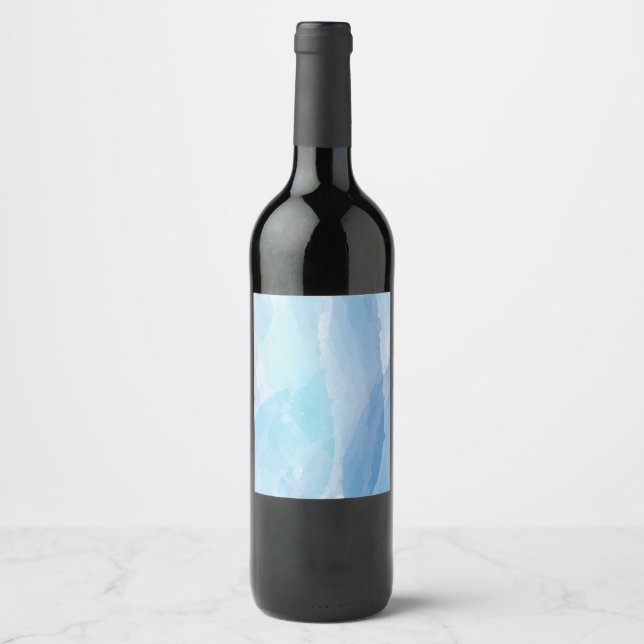 Étiquette Pour Bouteilles De Vin Bleu, abstrait, cool couleur de l'eau brosse art (Devant)