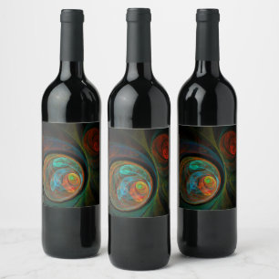 Étiquette Pour Bouteilles De Vin Bleu de renaissance Art Abstrait