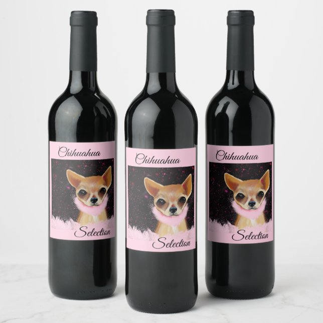 Étiquette Pour Bouteilles De Vin Bling Chihuahua (Bouteilles)