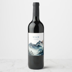 Étiquette Pour Bouteilles De Vin Blue Mountains Rustic Mariage