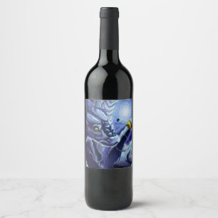 Étiquette Pour Bouteilles De Vin Blue Ocean Dragon & Pearl