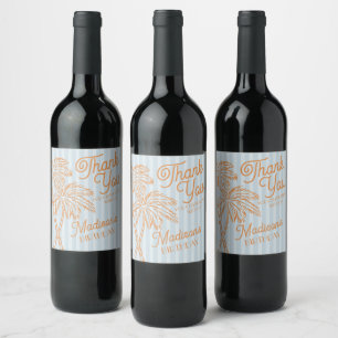 Étiquette Pour Bouteilles De Vin Blue Palm Spring Pastel Beach Anniversaire Partie 
