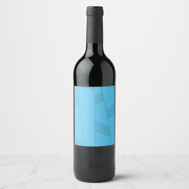 Étiquette Pour Bouteilles De Vin Blue, simple, elegant, abstract line pattern (Devant)