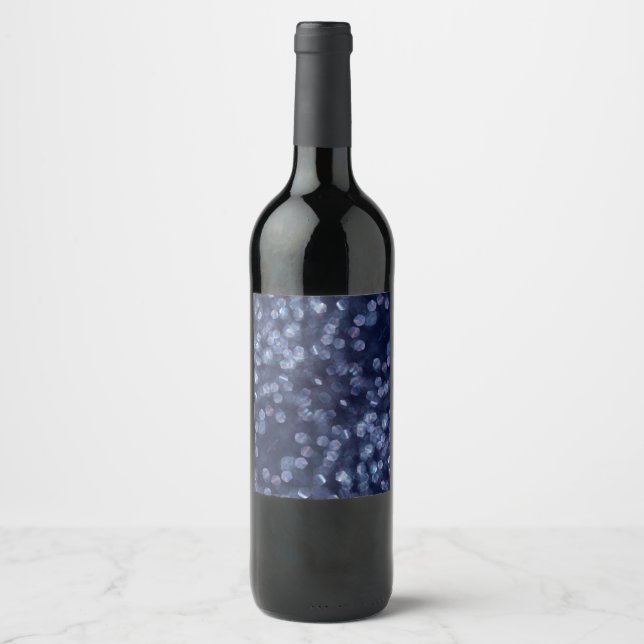Étiquette Pour Bouteilles De Vin Blue Sparkle (Devant)