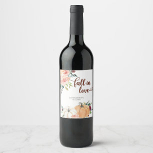 Étiquette Pour Bouteilles De Vin Blush Marsala Floral Citrouille Étiquette à vin