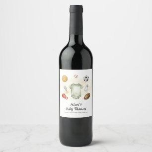 Étiquette Pour Bouteilles De Vin Body bébé Sports All Star Aquarelle pour Baby Show