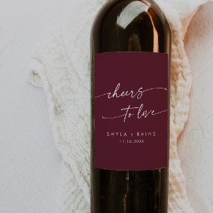 Étiquette Pour Bouteilles De Vin Boho Chic Bourgogne Rouge Cheers à l'amour Mariage
