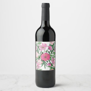 Étiquette Pour Bouteilles De Vin Boho chic jardin fleuri design