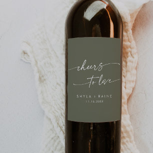 Étiquette Pour Bouteilles De Vin Boho Chic Olive Green encourage à aimer le Mariage