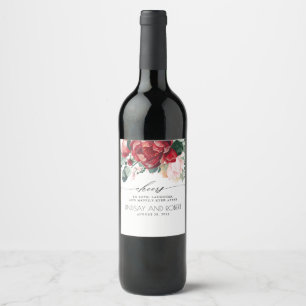 Étiquette Pour Bouteilles De Vin Boho de Bourgogne rouge et rose