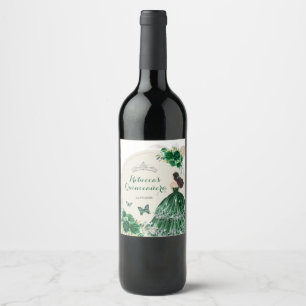 Étiquette Pour Bouteilles De Vin Boho Emerald Green Roses Princesa Quinceañera