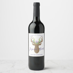 Étiquette Pour Bouteilles De Vin Boho French Christmas Joyeux Noel Typographie
