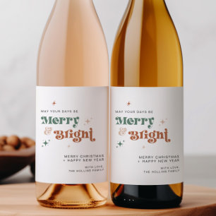 Étiquette Pour Bouteilles De Vin Boho Noël Vin bouteille Étiquette Boire Étiquette