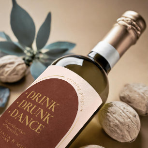 Étiquette Pour Bouteilles De Vin Boho Oasis Boisson de mariage Danse ivre V1 ID959
