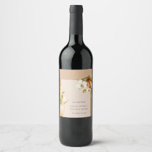 Étiquette Pour Bouteilles De Vin Boho séché Palm rouille Mariage d'arche florale Me