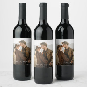 Étiquette Pour Bouteilles De Vin Boho Simple Minimaliste Mariage Photo