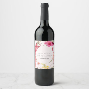 Étiquette Pour Bouteilles De Vin Boho Tropical Vive Rouge Blush Floral Mariage